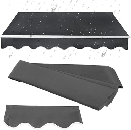CekoCk Ersatzstoff für Einziehbares Markisenoberteil (ohne Rahmen) Sonnenschutzüberdachung für Den Außenbereich Wasserdichtes Polyester für Hof Deck Balkon Grau(Size:3.5x2.5m,Color:Grau)