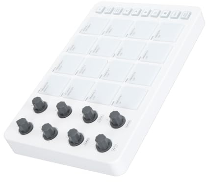 Kabelloser MIDI-Controller, 16 RGB-Drum-Pads, 8 um 360° Drehbare Knöpfe, USB-Beat-Maker-Maschine mit Aftertouch und Force-Sensing, Studio-Rhythmusproduktion, für, für FL Studio