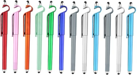 BIUDECO 12 Pcs Multipurpose Stationery Gel Pens with Comfortable Grip and Touch Screen Operation Featuring Mobile Phone Stand in Assorted Colours for Everyday Use Random Color
