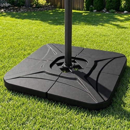 wikiwiki Base compacta de 230 libras para sombrilla de patio, base pesada, juego de placas de peso rellenas de agua y arena, para sombrilla colgante y sombrilla voladiza (negro)