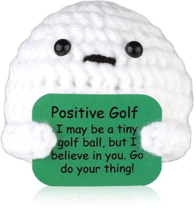 TOYMIS Positiver Golfball Gehäkelt, Lustiger Positiver Golfball Gestrickt Wollgarnpuppe Positive Gestrickte Mini-Puppe Ideen für Golfgeschenke für Männer und Frauen
