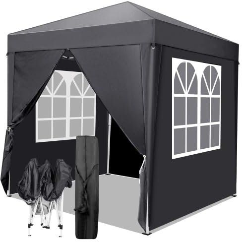 Bonnlo Tonnelle de Jardin Pliante 2x2 Imperméable avec 4 Parois Latérales| Tente,Barnum de Jardin Exterieur avec Protection UV 50+|Idéale pour Fêtes et Événements,Sac de Transport Inclus[Gris foncé]