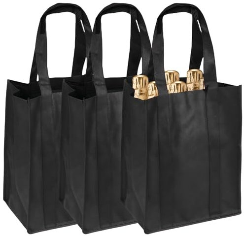 ClcIosis Lot de 3 porte-bouteilles pour 6 bouteilles, réutilisables, sac à main pour homme, sac à bouteilles pour 6 bouteilles d'eau, sac de jour avec sac à intervalles avec panier à bouteilles (noir