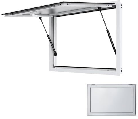 Ventana De Servicio, Ventana corrediza pequeña y puerta abatible, ventanas para cobertizo, ventanas corredizas de repuesto para casas de juegos gallineros cabañas casas y garajes (vidrio no incluido)(