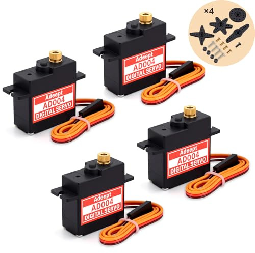 Adeept AD004 17G Micro Servomoteur Numérique, Couple de 4,8 kg.cm, Engrenages tout en métal avec bras servo 25T pour RC Crawler Voiture Mise à niveau Servo Pièces Modèle Bateau Avion Drones Robo (4)