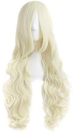MapofBeauty 32 Zoll/80cm Langes Haar Lockige Gewellte Perücke Cosplay Kostüm Perücke (Hell Gold)