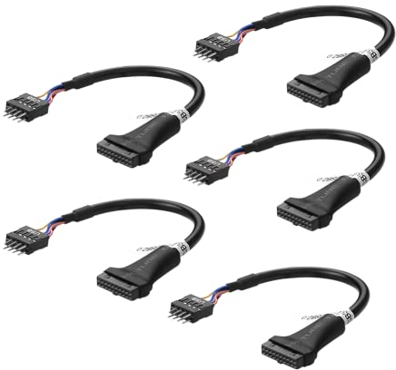 SIENOC 5 unidades USB 3.0 de 20 pines hembra a USB 2.0 placa base 9 pines adaptador de cable adaptador