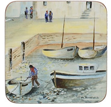 Creative Tops Cornish Harbour 6-Piece Set of Cork Backed Coasters, 10.5 x 10.5 cm (4 x 4)