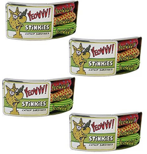 YEOWWW! Stinkies Catnip Sardines 4 PACK Pure Leaf and Flowertop 3 per Tin