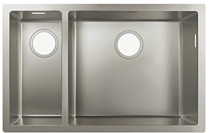 Hansgrohe 43429800 Fregadero bajo encimera 18, Armario de 80 cm, Color Acero, Plata, Ancho: 18 cm y 45 cm