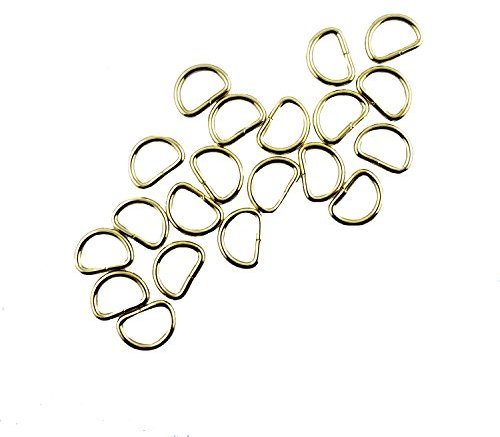 HAND® Gold Ton 14 mm kleine D Ring Schnalle - für Herstellung oder Reparatur von Gürtel, Taschen W 14 mm x 10 mm H - Packung mit 20