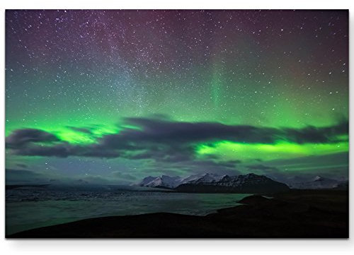 Paul Sinus Art Leinwandbilder | Bilder Leinwand 120x80cm Nordlichter in Island