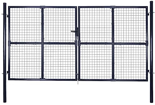 vidaXL Gitter-Gartentor Verzinkter Stahl 306 x 175 cm Grau