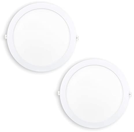 Popp® Pack x2 Downlight Placa LED Redondo Empotrable Circular 24W Blanco Neutro 4000K 2280Lumenes con Corte de Techo Ø280mm, para oficina, salon, cocina, pasillo (24W 4000K)