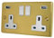 G&H CB910W Standard Plate Polished Brass 2 Gang Double 13A Switched Plug Socket 2.1A USB