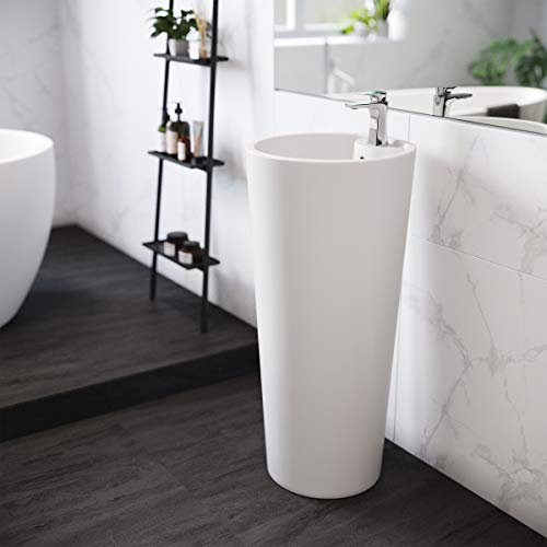 Swiss Madison SM-PS307 Monaco - Lavabo Circular con Pedestal, Muebles para Lavabo