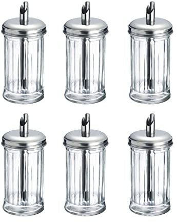 Westmark Zuckerdosierer, 6 Stück, Fassungsvermögen: je 300 ml, Glas/Rostfreier Edelstahl, New York, Silber/Transparent, 652422E2