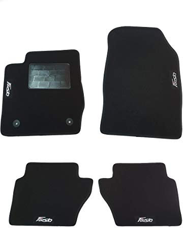 TAPPETINI Auto in Moquette su Misura 4 Loghi Fiesta E 2 Fix TONDI (Versione 2013>2017)