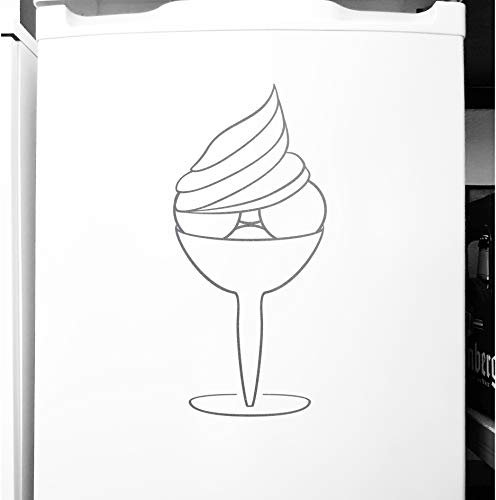 GreenIT 30cm Eisbecher Becher Aufkleber Tattoo Deko Folie für Eiscafe Theke Tür Schaufenster (Silber metallic)