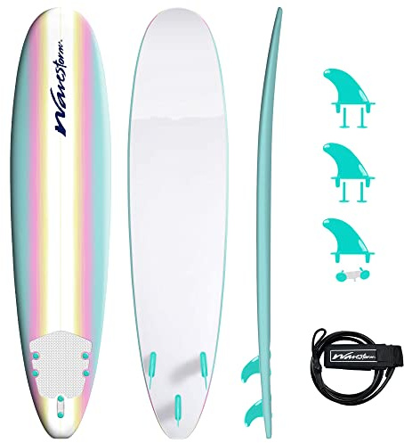 WAVESTORM Classic Soft Top Foam 8ft Surfboard Surfboard for Beginners and All Surfing Levels Complete Board Set Including Accessories Leash and Fins,Burst,8 Feet x 22.5 Inch x 3.25 Inch