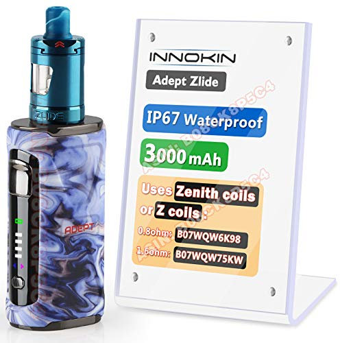 Innokin Adept Zlide Kit, 3000mAh E-Cigarette Vape 2ml Vapouriser Using Zenith Z-Coils, IP67 Waterproof, LED Display, MTL Smooth Vaping, Auto-Wattage-Selection, AMZ Edition, No Nicotine - Sky