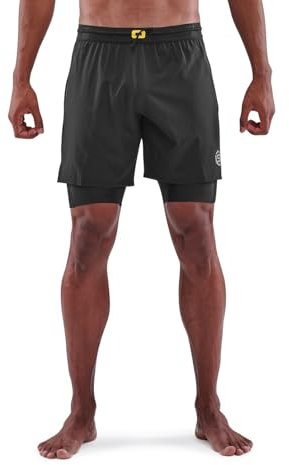 Skins Herren Series-3 Compression Superpose Hybrid 2-in-1 1/2 Strumpfhosen-Shorts Kompressionshose, Schwarz, XL