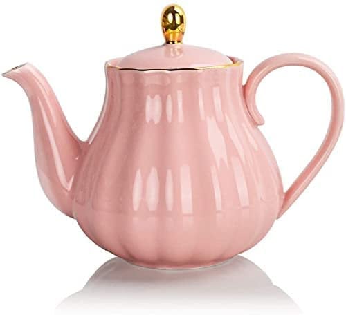 xingzhi Teapot, ceramic teapot, with removable stainless steel infuser, flower and loose leaf teapot (pink)