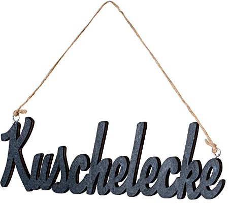 levandeo Schriftzug Kuschelecke L43cm Schwarz Holz Türschild Hängerchen Wanddeko Buchstaben Wandobjekt Aufhänger Wandbild Deko