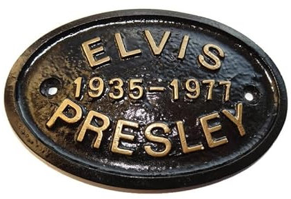 Penfound Elvis Presley Wandschild 1935-1977, Gold, 12,7 x 8,9 cm, Kunstharz, Rechteckig, 5 x 3.5