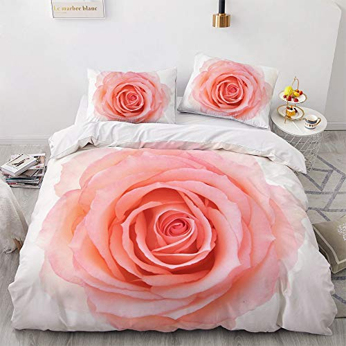 TULTOAP Rot Rose Bettwäsche 3D Rot Rose Bettbezug Set Romantische Rosen Blume Bedruckte Bettwäsche Set für Erwachsene Mädchen mit 2 Kissenbezug (Rose 2,200 x 200 cm)