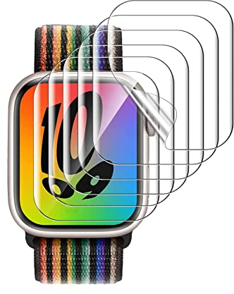 6 Stück Schutzfolie Kompatibel mit Apple Watch Series 7 45MM, Hülle Blasenfreie Klar HD Weich TPU Premium Qualität Displayschutzfolie Bubble volle Abdeckung Folie