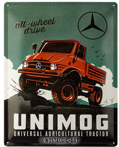 Nostalgic-Art Retro Blechschild, 30 x 40 cm, Daimler Truck – Unimog | Original Lizenzprodukt (OLP), aus Metall, Vintage Design, Blechschilder Sprüche, Geschenk-Idee für Trucker