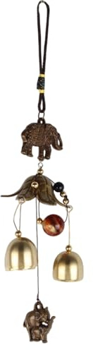 Tissting Windspiel, Vintage Metall Windspiel Glocken, Chinesische Feng Shui Glücksglocke Hängende Ornament für Glück Haus Garten Terrasse Hof Hängende Dekoration Geschenk(Elefant)
