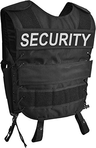 normani Taktische SWAT Weste mit Pistolenholster und abnehmbarem Schriftzug auf dem Rücken Farbe SECURITY Größe 5XL-6XL