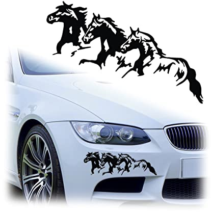 Moioee Auto-Dekor, laufendes Pferd, Aufkleber, 2 Stück, Fensteraufkleber für Auto, Fahrzeug, selbstklebender Aufkleber, wasserdichte Aufkleber, Dekoration, nicht verblassende, reflektierende Aufkleber
