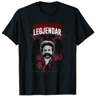 Veshu Shqip Adem Jashari Komandanti legjendar T-Shirt, Erwachsene, Unisex, Kurzarm, T-Shirt, Schwarz, S