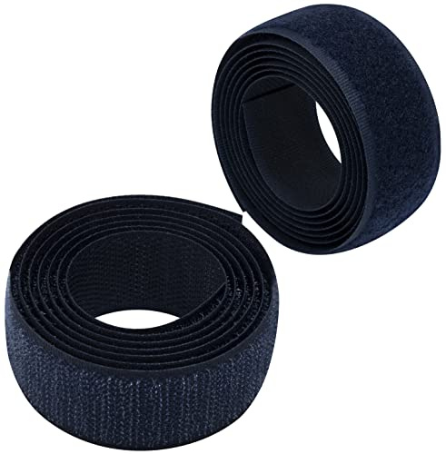 AERZETIX - C65946 - Bande/rouleau de scratch 25 mm 1 mètre auto-agrippant - organisateur/serre câbles - ruban sac vêtement attache sangle - couleur: bleu foncé - en polyamide et polyester