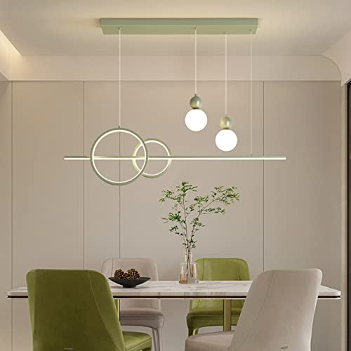 Cblbser LED Pendelleuchte Esstisch Dimmbar Hängeleuchte mit Fernbedienung Hängelampe Linear Design Pendellampe Höhenverstellbar Kronleuchter für Schlafzimmer Esszimmer Wohnzimmer Lamp Grün