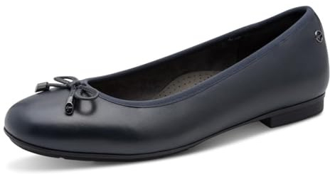 Tamaris Comfort Damen Ballerinas aus Leder mit Schleife, Blau (Navy), 38 EU