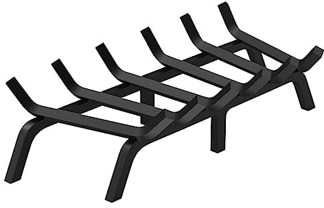 VEVOR Grille à bûches de cheminée, 686 mm avec 6 Pieds de Support, Barres en Acier Massif revêtement en Poudre 19 mm, Support de Combustion de Bois de Chauffage pour cheminée intérieure et extérieure