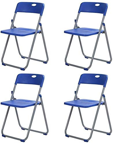Sun Lounger Garden Chairs Foldable Deck Chair Folding Office Chair Set of 4, Plastic Training Seat Chair One-Piece Desk Meeting Chair (Color : Blue)