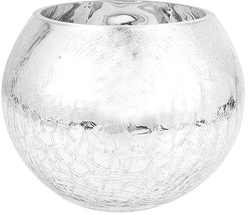 HOMSFOU Disco Ball Planter Small Round Silver Vase for Centerpiece Glittery Bowl Vase Candle Holders Bling Mirror Vase for Wedding Anniversary Events Party Table Decor