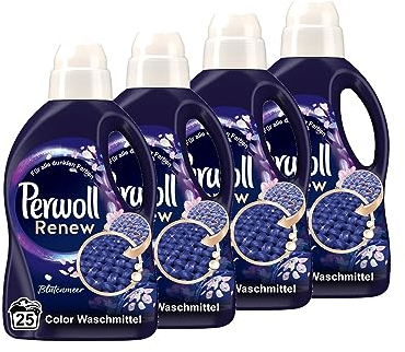 Perwoll Renew Blütenmeer Flüssigwaschmittel (4x 25 Wäschen), Waschmittel für schwarze Wäsche, Feinwaschmittel belebt dunkle Farben & reinigt sanft, mit verführerischem Duft