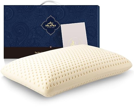 Talatex Talalay 100% natürliches Premium-Latex-Kissen, hilft Druck zu entlasten, keine Memory-Schaum-Chemikalien, perfektes Paket, bestes Geschenk mit abnehmbarem Tencel-Bezug (Queen-Size-Größe, 1