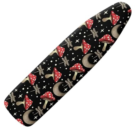 KUIFORTI Moon Mushroom Iron Boards Cover and Pad,Full Size Folding Ironing Board Cover Thermal Layer Protection,Mushroom Ironing Table Cover Full Size