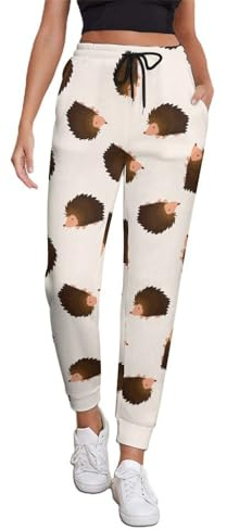 CZZYH Damen Sweatpants mit Taschen, Cartoon Brown Igel Jogger für Frauen, Cartoon Brauner Igel, XL