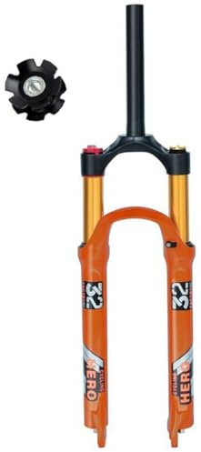 Mountain Front Gabel Fahrrad Luftstoßdämpfer Gabel 26 27.5 29 Zoll Ultraleicht Mountainbike Downhill Federung Gabeln 1-1/8 Gerades 120mm Federweg Schnellspanner 9mm QR (Color : Orange Manual, Size :