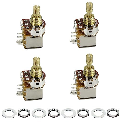 FLEOR 12PCS A500K+B500K Push Push Bounce Schalter Potentiometer Kurze Split-Kupferwelle für E-Gitarre Bass Lautstärke/Tonregler (Satz 6A6B)