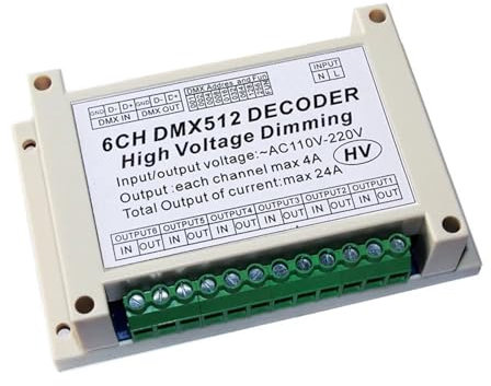AC110V - Decodificatore DMX512 a 6 canali dimmerabile ad alta tensione 220V Scheda HV DMX 4A/CH a 6 canali for luci da palco a LED
