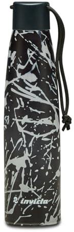 Invicta Borraccia, Nero, Borraccia Termica in Acciaio Inox Interno Esterno, Mantenimento Temperatura fino a 24h, Borraccia Scuola Bambini - Bottle Termica